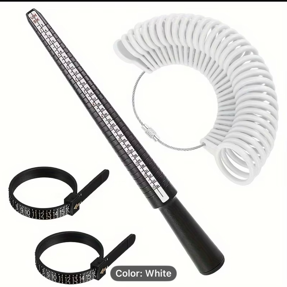 Ring Sizer Set with Mandrel and Finger Gauge set of 4 plastic